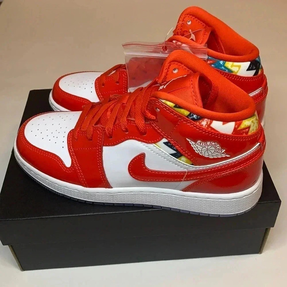 Air Jordan 1 Mid Sneakers Barcelona Chile Red - Picture 1 of 10